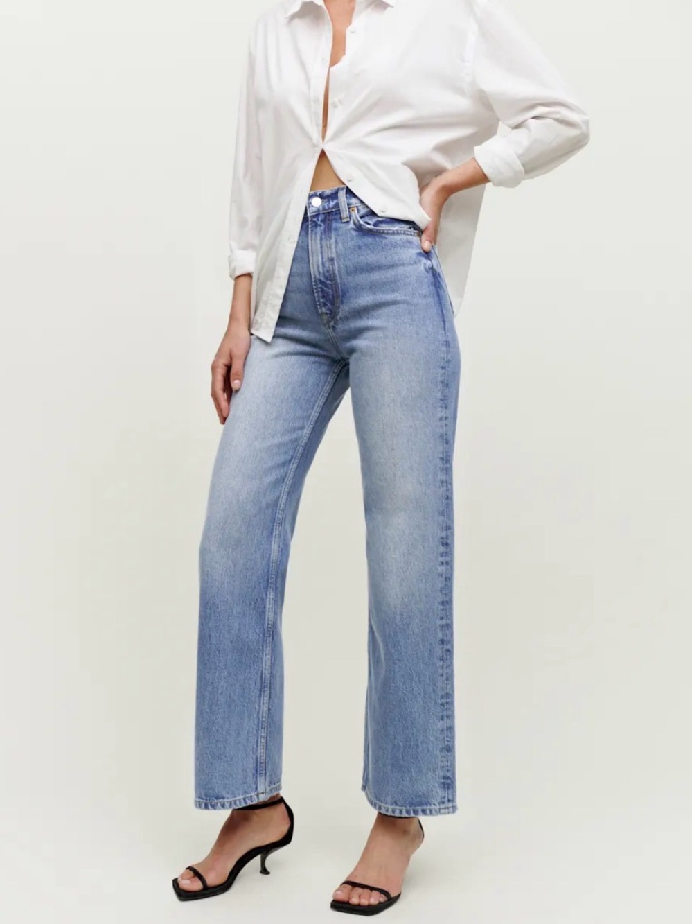 Reformation Wilder High Rise Wide Leg Cropped Jeans size 25